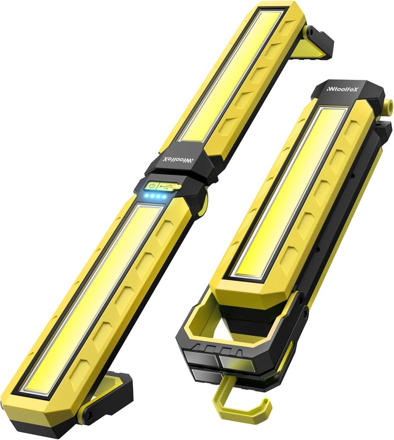 Wtoolfex ضوء عمل ميكانيكي، شريط ضوء عمل تحت الغطاء مع مغناطيس، 5600AH 3600LM ضوء عمل محمول بدون سلك للميكانيكي، إضاءة مواقع العمل تحت الغطاء/الميكانيكي/إصلاح السيارات/الكراج - أصفر - Image 1